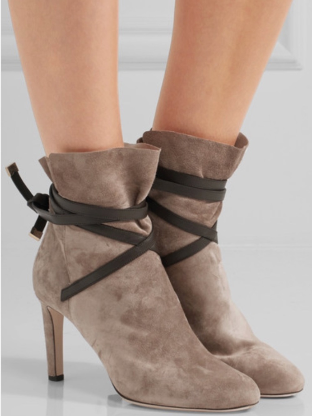 Jimmy Choo Dalal Suede Ankle Boots - Taupe / Size 40